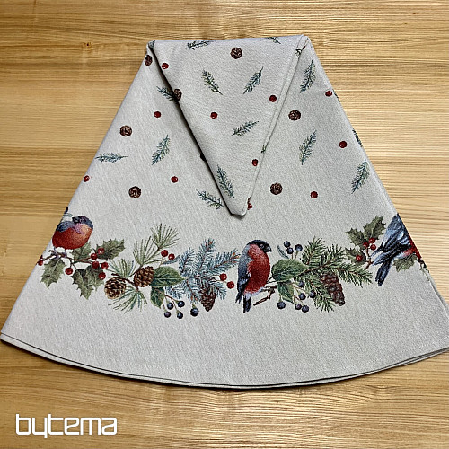 Vianočný gobelínový obrus okrúhly ZIMNÝ VTÁČIK