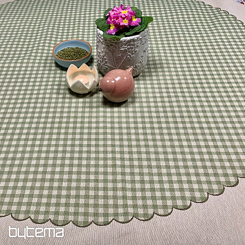 Gobelínový obrus okrúhly HUSIČKY ZELENÉ KÁRO