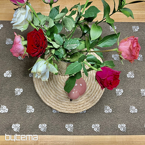 Žakárový šál ALPSKEJ KVETY HNEDÝ