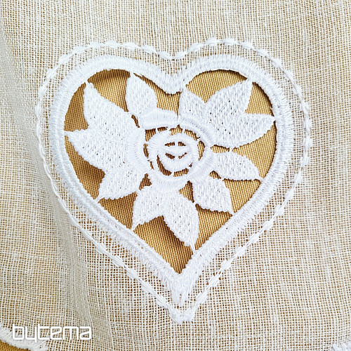 Vitrážová záclona SRDIEČKO BIELÉ