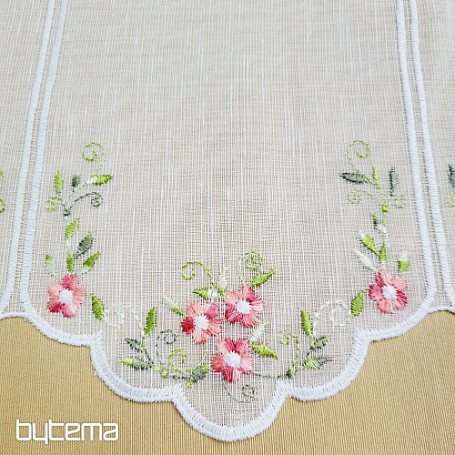 Vitrážová záclona KVETY RUŽOVÉ