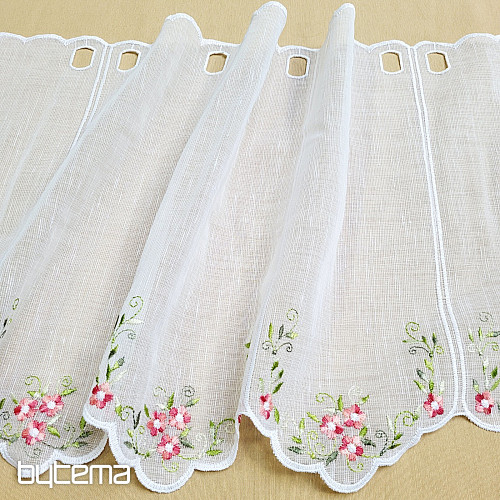 Vitrážová záclona KVETY RUŽOVÉ