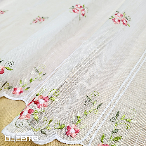 Vitrážová záclona KVETY RUŽOVÉ