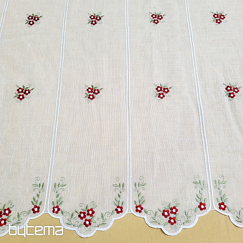 Vitrážová záclona KVETY ČERVENÉ