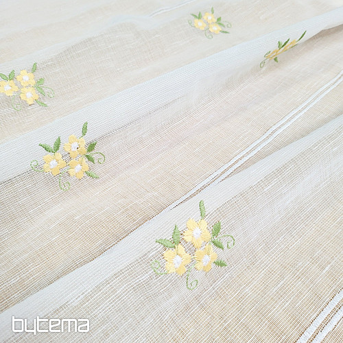 Vitrážová záclona KVETY ŽLTÉ