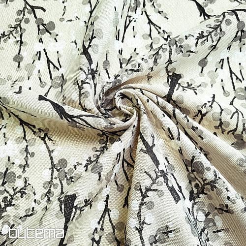 Dekoračná látka STROM BUBBLES SIVÝ