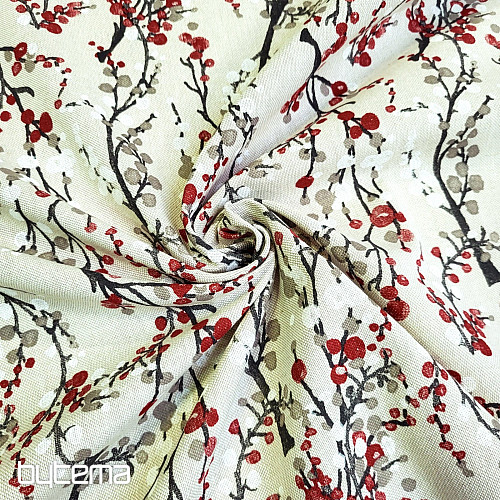 Dekoračná látka STROM BUBBLES ČERVENÝ