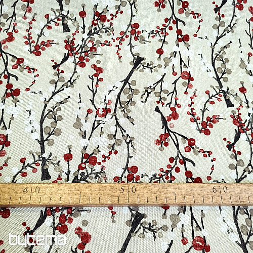 Dekoračná látka STROM BUBBLES ČERVENÝ