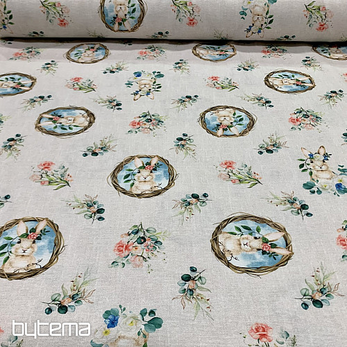 Dekoračná látka VEĽKONOCIA ZAJAČICA s ruží