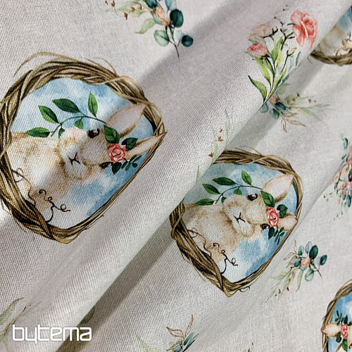 Dekoračná látka VEĽKONOCIA ZAJAČICA s ruží