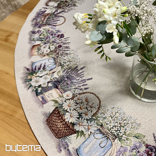 Gobelínový obrus okrúhly KRÁSA V KOŠÍKU