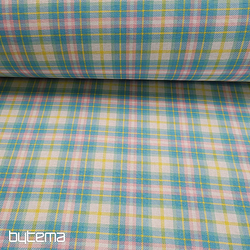 Dekoračná látka DEMER ZELENO RUŽOVÝ