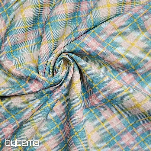 Dekoračná látka DEMER ZELENO RUŽOVÝ