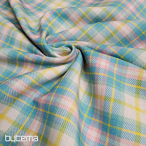 Dekoračná látka DEMER ZELENO RUŽOVÝ