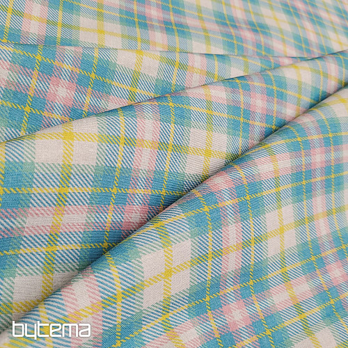 Dekoračná látka DEMER ZELENO RUŽOVÝ