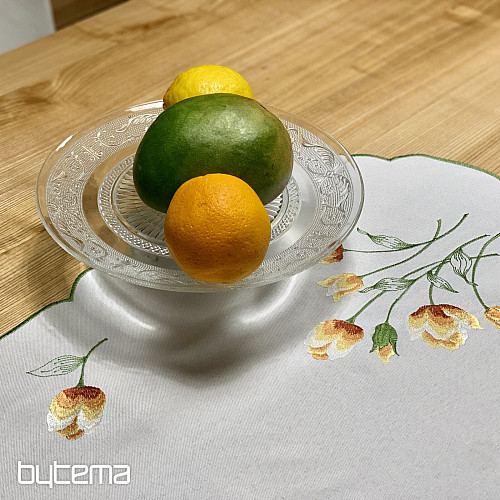 Vyšívaný ubrus a šál TULIPÁNY oranžové