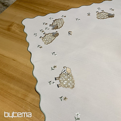 Vyšívaný obrus a šál VEĽKONOČNÉ OVEČKY