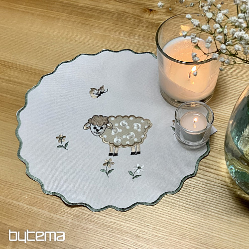 Vyšívaný obrus a šál VEĽKONOČNÉ OVEČKY