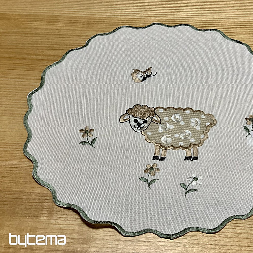 Vyšívaný obrus a šál VEĽKONOČNÉ OVEČKY