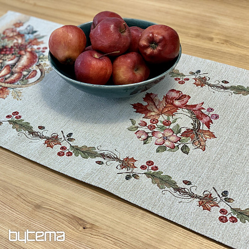 Gobelínový obrus a šál HUBY V KOŠÍKU