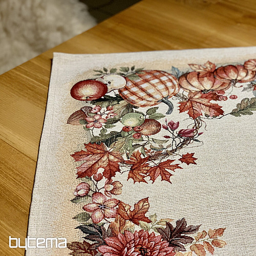 Gobelínový obrus a šál HUBY V KOŠÍKU