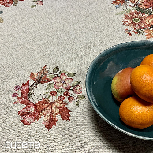 Gobelínový obrus a šál HUBY V KOŠÍKU