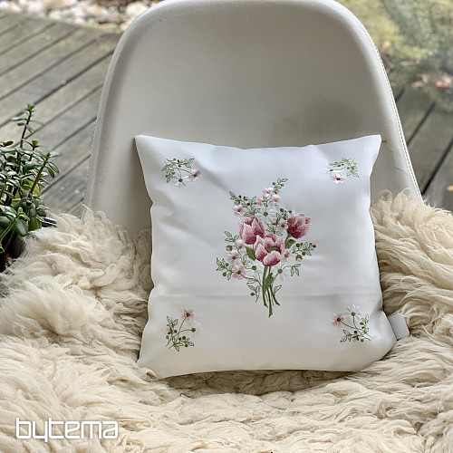 Vyšívaný dekoračný povlak KYTICE S TULIPÁNMI