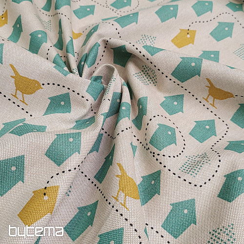 Bavlnená látka Vtáčie Budky