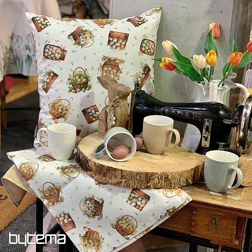 Veľkonočný obrus a šál FAREBNÉ VAJÍČKA