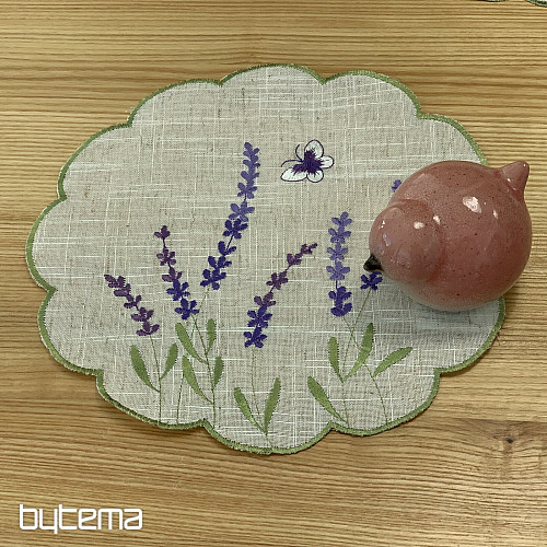 Vyšívaný ubrus a šál LEVANDULE