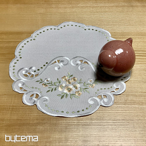 Obrus a šál KVETY Marhuľové vyšívaný