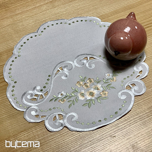 Obrus a šál KVETY Marhuľové vyšívaný