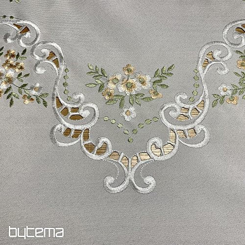 Obrus a šál KVETY Marhuľové vyšívaný