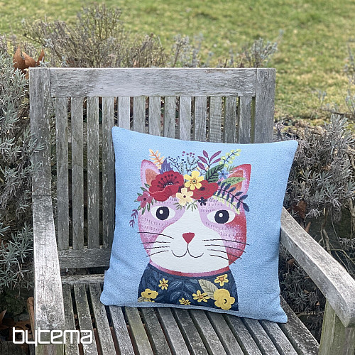 Gobelínový obliečka na vankúš MAČKA V MODROM