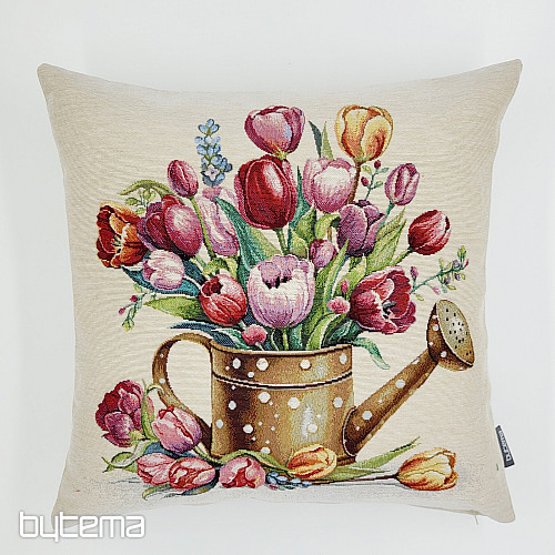 Gobelínový obliečka na vankúš KONIEC PLNÁ TULIPÁNOV