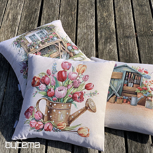 Gobelínový obliečka na vankúš KONIEC PLNÁ TULIPÁNOV