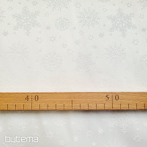 Dekoračná jednofarebná látka VLOČKY MIX BIELE