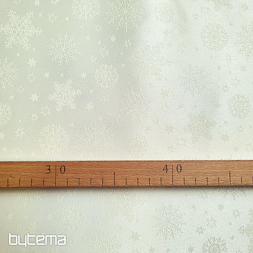 Dekoračná jednofarebná látka VLOČKY MIX SMOTANOVÉ