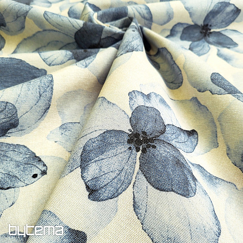 Dekoračná látka TUTUKI KVET MODRÝ