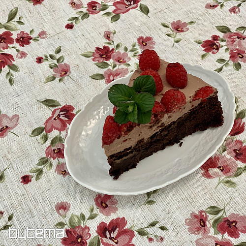 Obrus a šál KVETY LINO červená