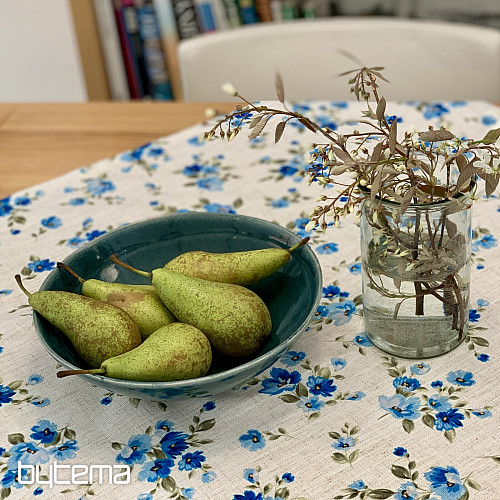 Obrus a šál KVETY LINO modrá