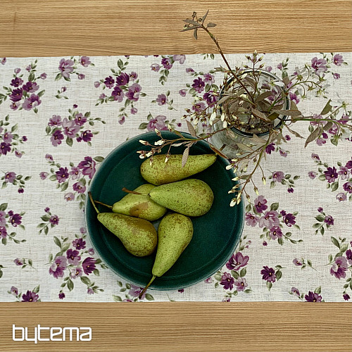 Obrus a šál KVETY LINO fialová