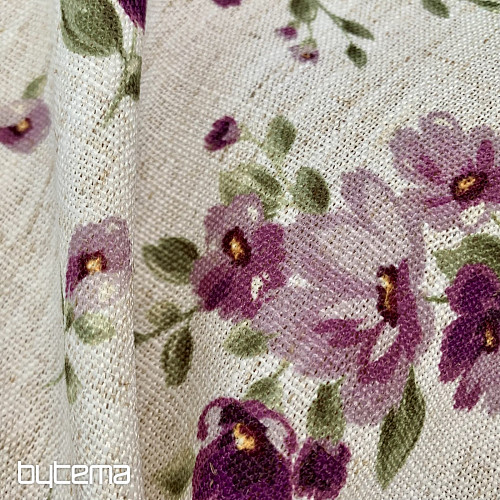 Obrus a šál KVETY LINO fialová