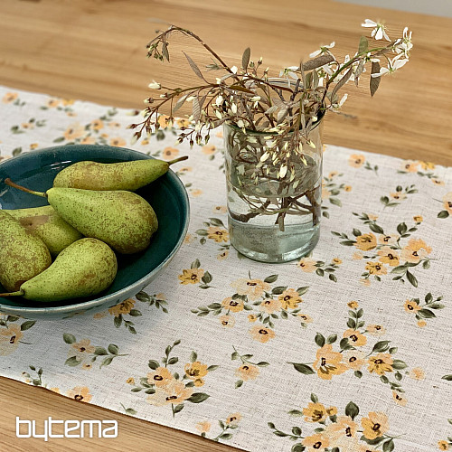 Obrus a šál KVETY LINO žltá