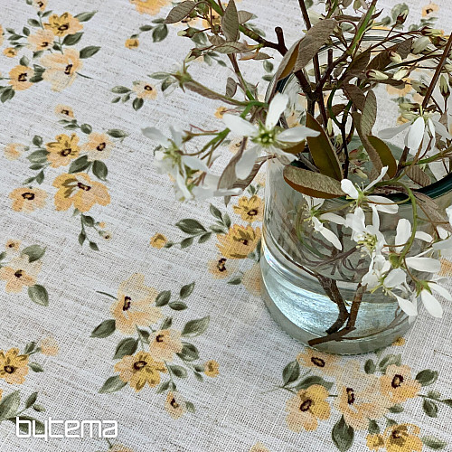 Obrus a šál KVETY LINO žltá