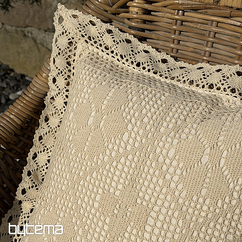 Dekoračná obliečka na vankúš KRAJKA KVETY béžovej