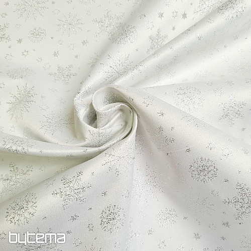 Dekoračná teflónová látka VLOČKY COPO LUREX strieborná