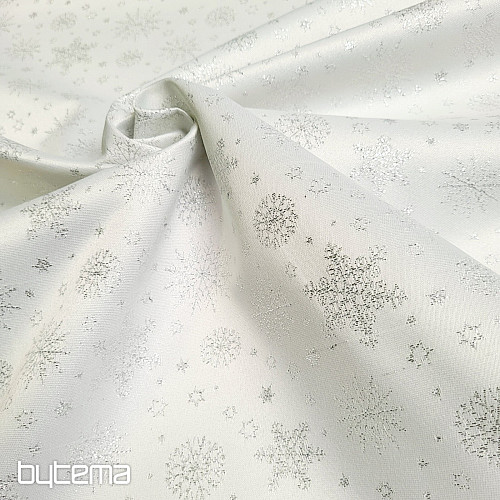 Dekoračná teflónová látka VLOČKY COPO LUREX strieborná