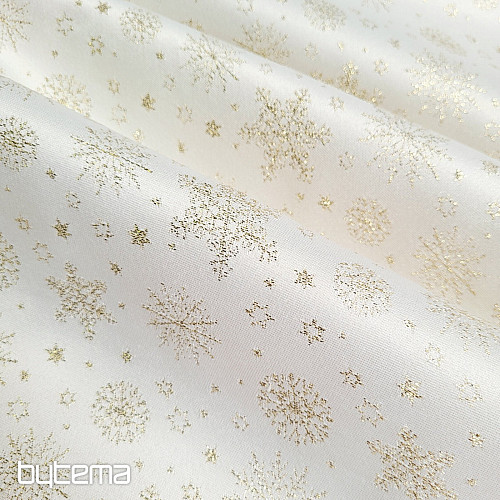 Dekoračná teflónová látka VLOČKY COPO LUREX zlatá