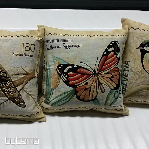 Dekoračná obliečka na vankúš POST STAMP VTÁČIK